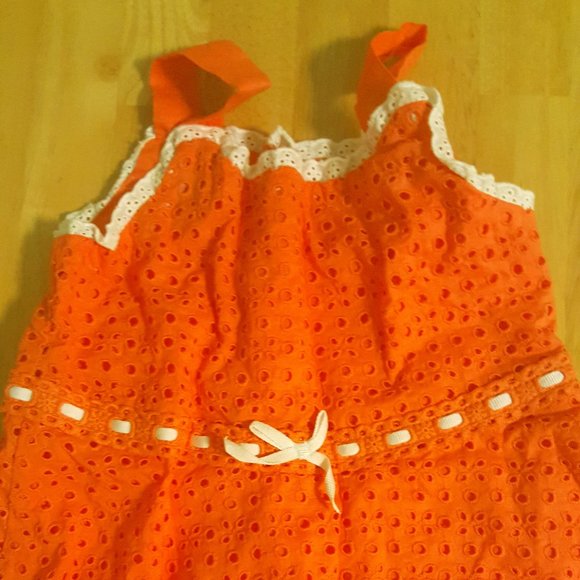 The Children's Place eyelet orange dress NWOT girl Size 6 Spring summer A line - Picture 2 of 2